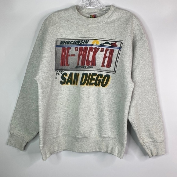 Vintage Fruit Of The Loom Green Bay Packers Re Packed For San Diego Sweatshirt L - Picture 1 of 10